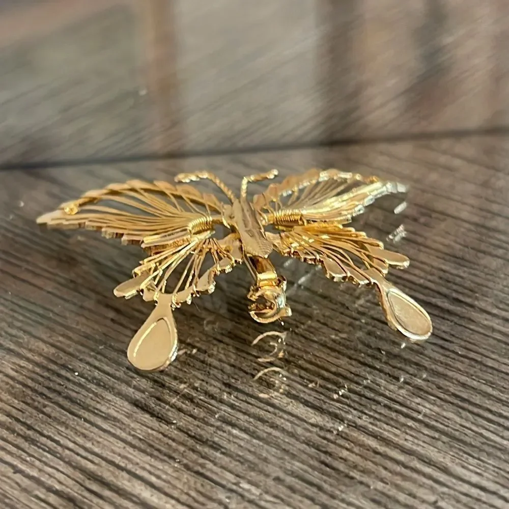 Vintage Gold-tone Wire Wrapped Butterfly Pin
